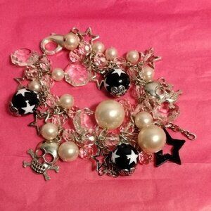 Silver and Black Charm Bracelet